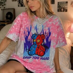 Papercut Pink Tie Dye "Drip Too Hard" Graphic Tee – Size Large